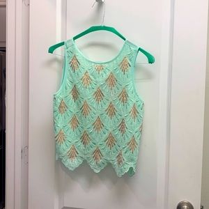 Scalloped Sequin Top